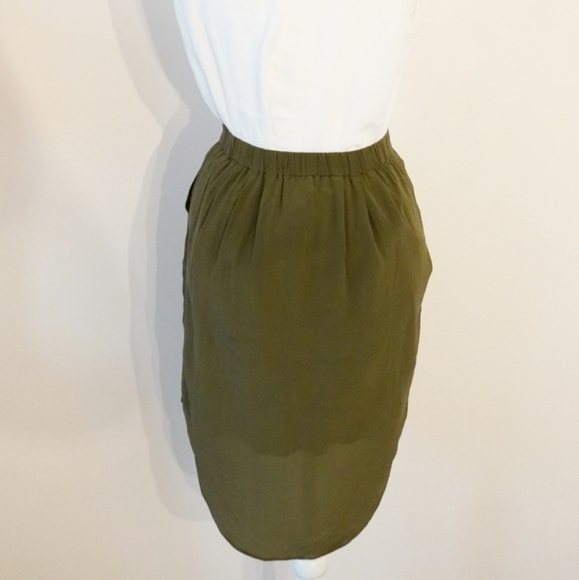 Madewell Silk Island Olive Green Skirt w/ Pockets - Picture 5 of 7